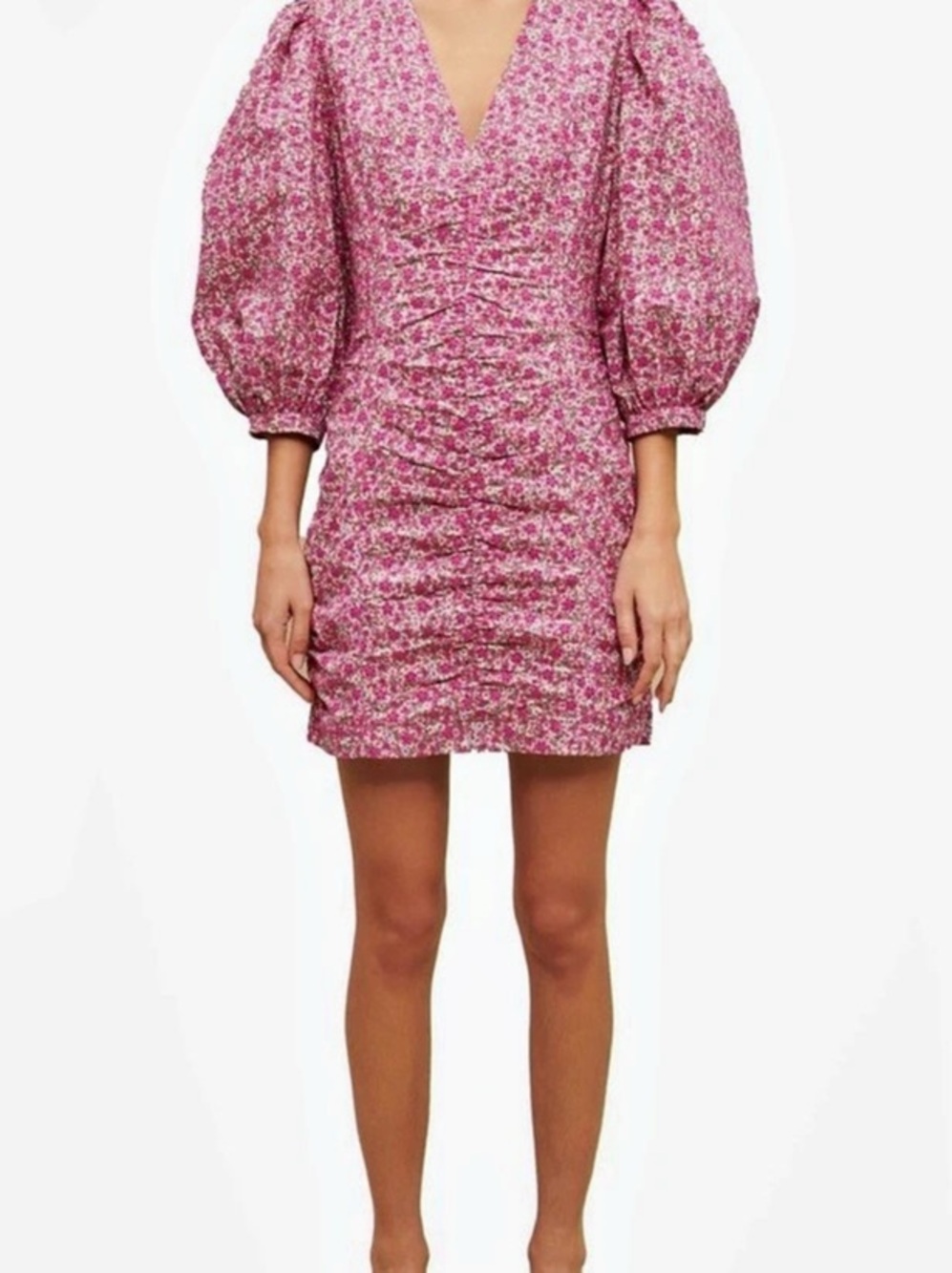 Maje Ryad Floral Puff Sleeve Cotton Mini Dress Sz 2/4 US 36EU NWT